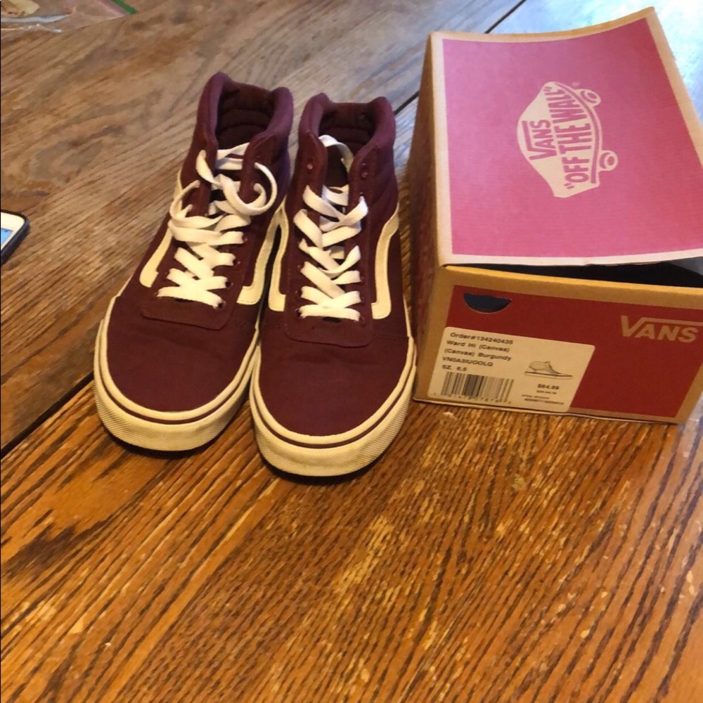 Barely worn maroon Vans, with box, size 6.5